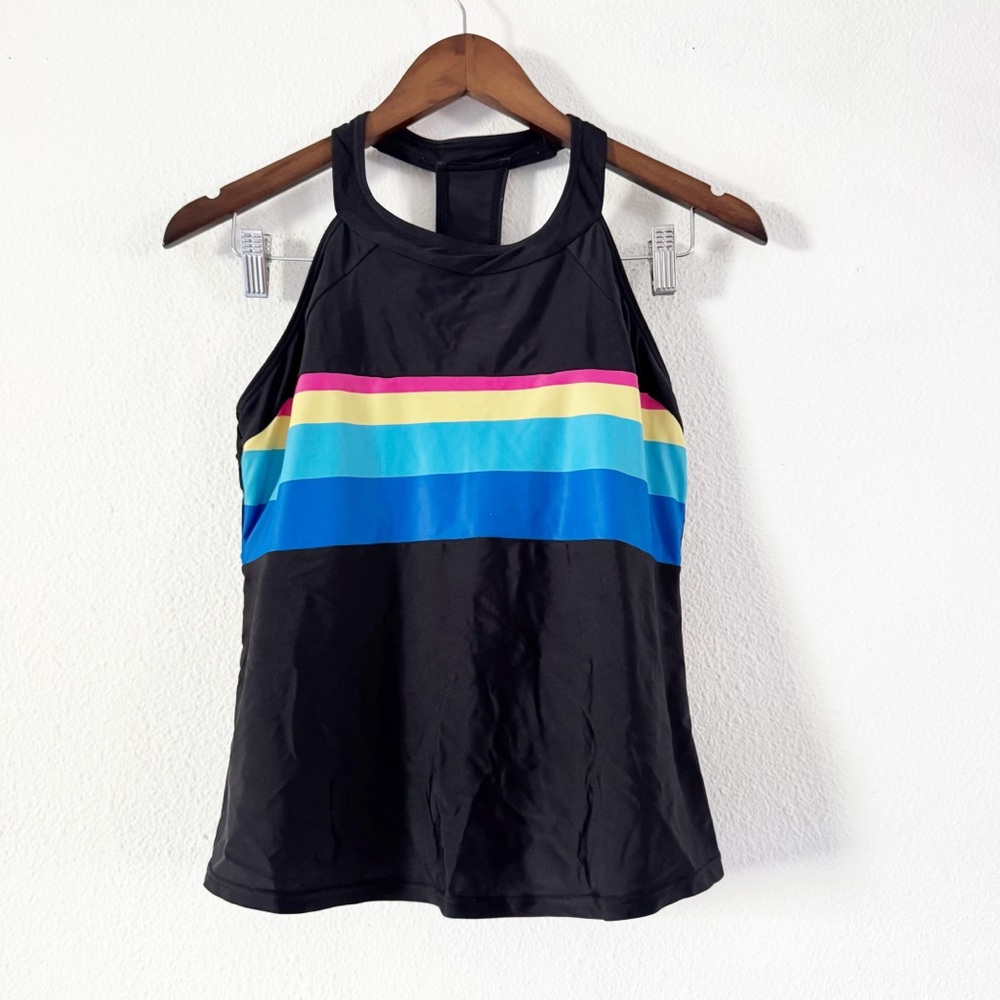 Rainbow Retro Sporty Swimsuit 2 Piece Surfing Tankini Sporty Medium Athleisure - Picture 16 of 16